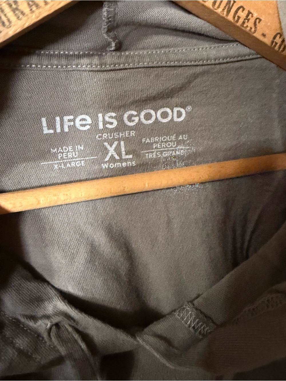 Life Is Good Taupe Gray Graphic Pullover Long Sleeve Tee Rainbow and Butterflies - Picture 3 of 5